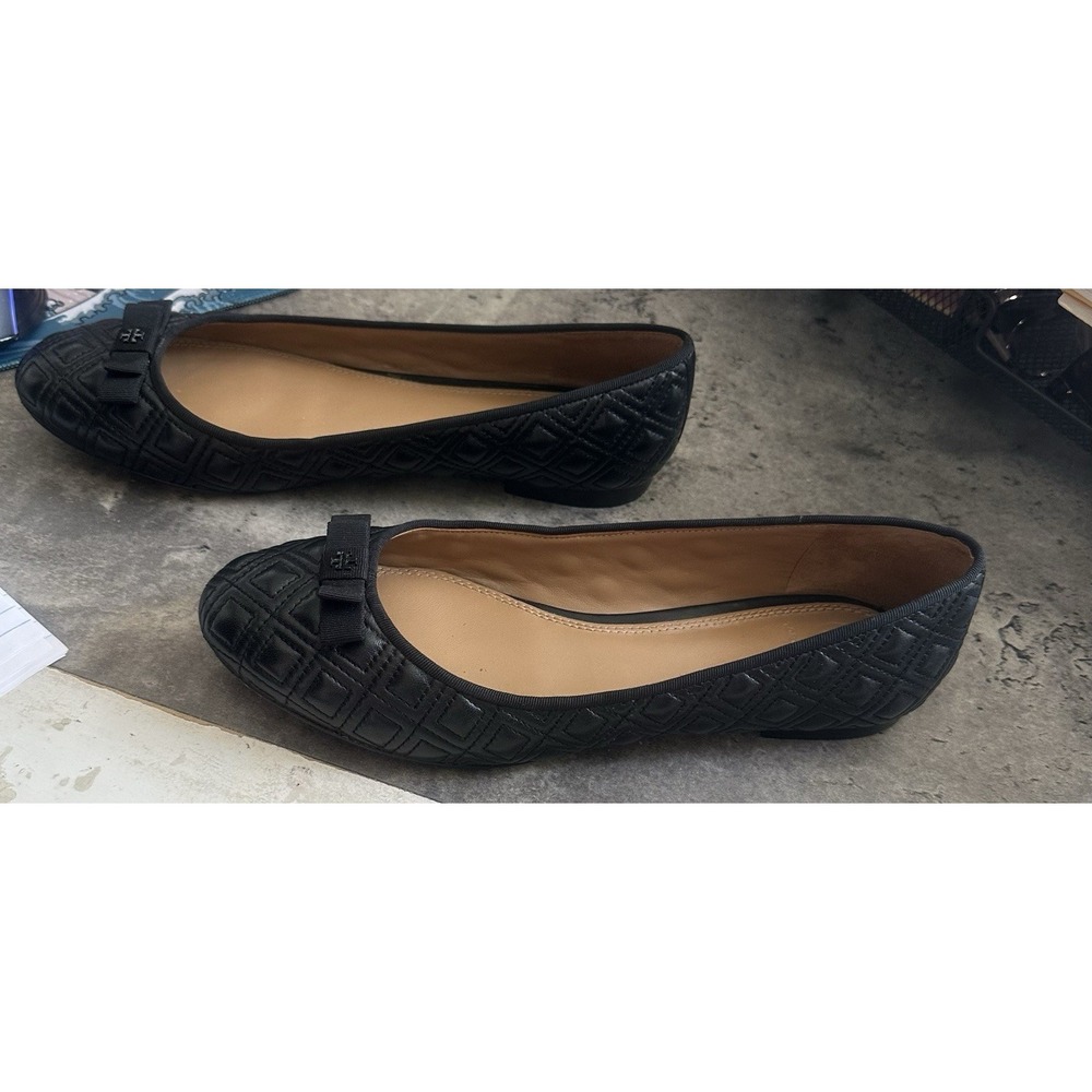 Tory Burch Marion Quilted Leather Ballet Flat, Perfect Black Size 9 $275 - Picture 10 of 12